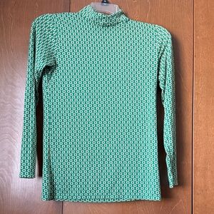 Orla Kiley X Uniqlo Colab Green and Tan Floral Roll Top Neck Pullover SZ S EUC